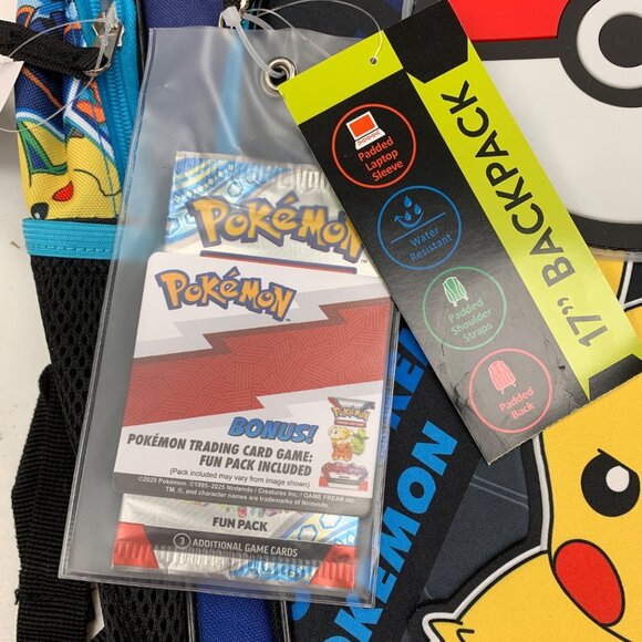 Pokemon Pikachu Backpack Kids 17-Inch Flashing Lights Trading Card Pack Bioworld - Picture 2 of 7